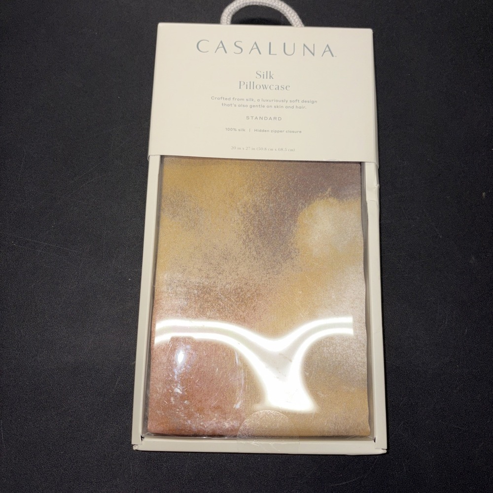 Casaluna Standard Size Silk Pillowcase Pink Impressionist Print, New In Box
